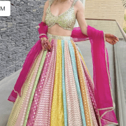 Multi kali mirror strapless blouse lehenga set